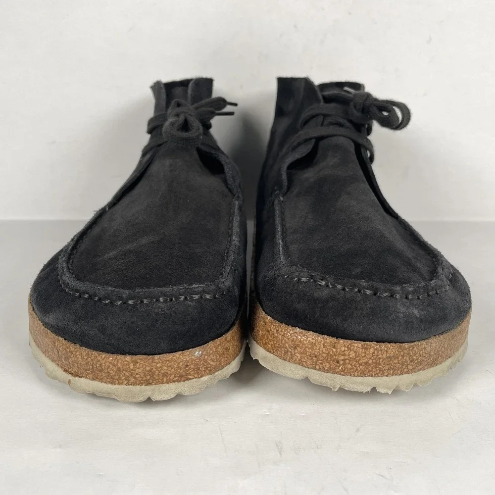 Birkenstock Maidan Chukka Boots Mens Size 12 Black Suede Moc Toe Cork Shoes